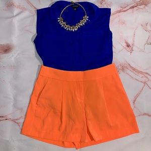 Ann Taylor orange pleated shorts with pockets